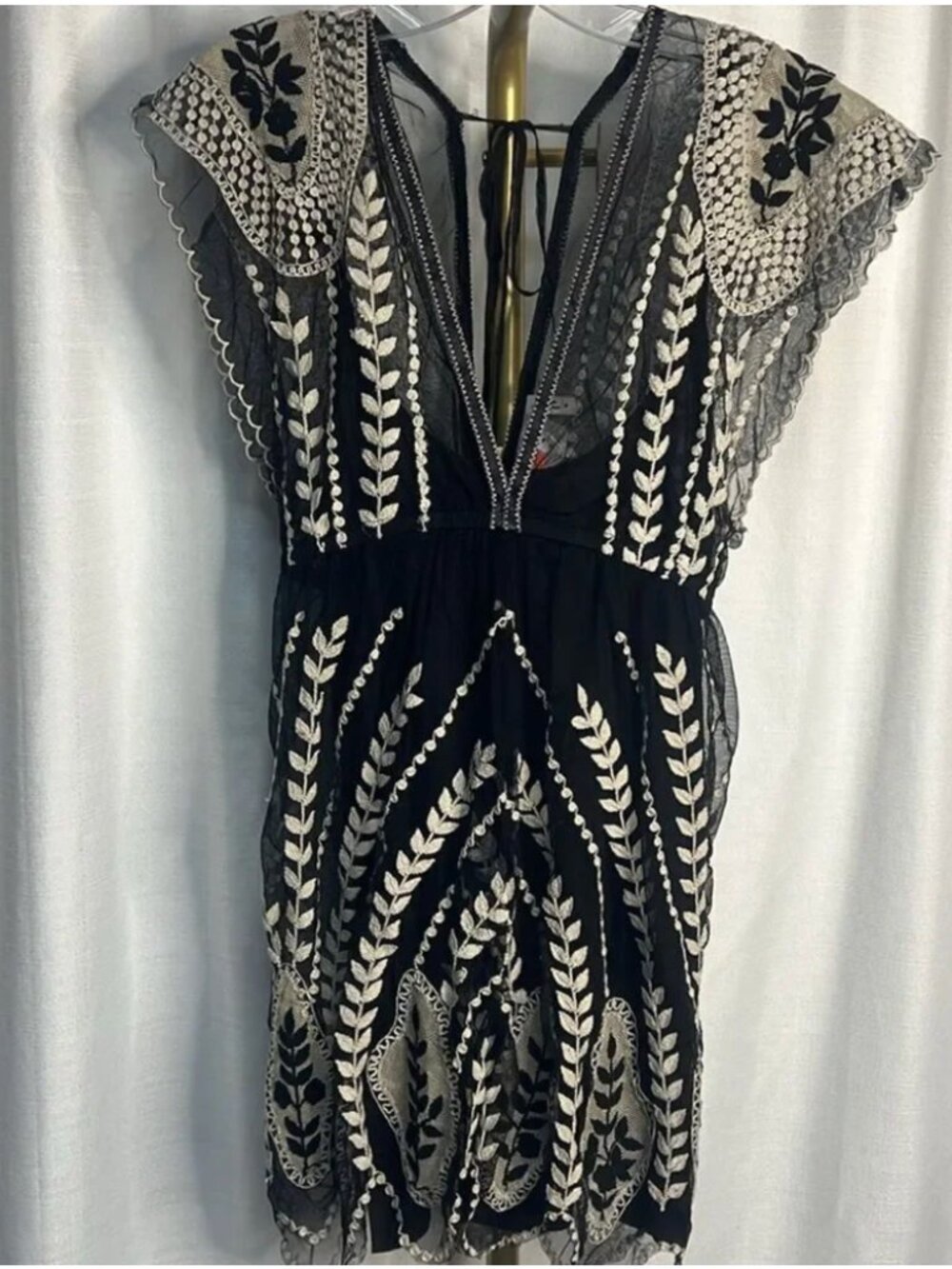 NWOT Free People Ollari Ethereal Embroidered Lace Mini Dress in Black - XS - Picture 7 of 16